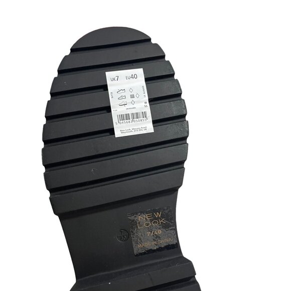 New Look combat boots chunky heel platform side zip sz 40 or US 9 - Picture 3 of 7